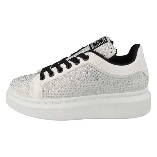 Sneakers bianche con strass argento