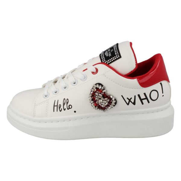 Sneakers bianche rosse con scritte